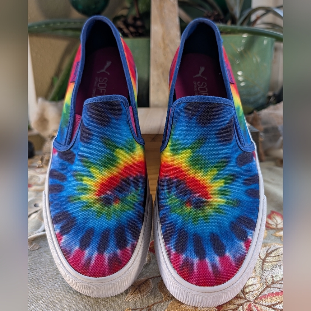 Puma Women's Tie-Dye Slip-On Sneakers - Blue, Red, Yellow
